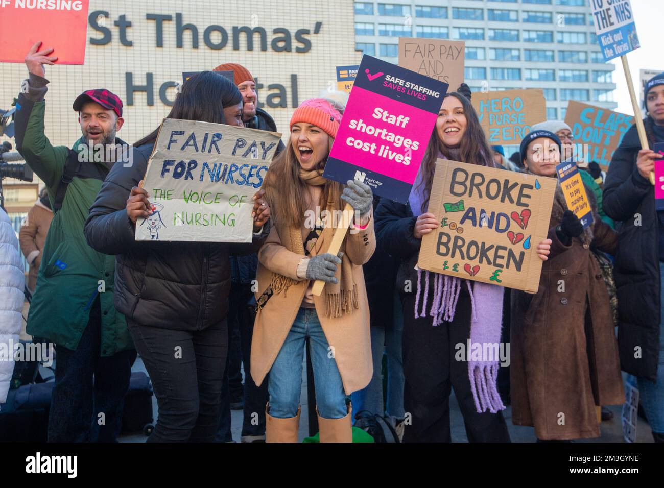 London, England, UK. 15th Dec, 2022. Nurses are seen at picket line