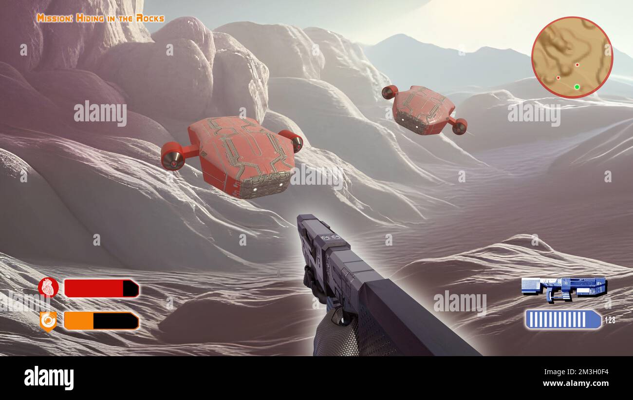 Fictional video game screen Stock Photo