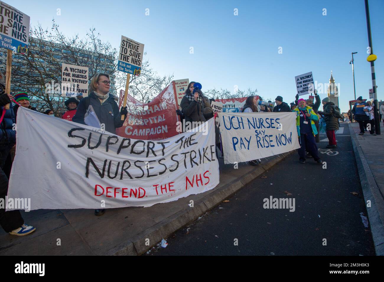 London, England, UK. 15th Dec, 2022. Nurses are seen at picket line