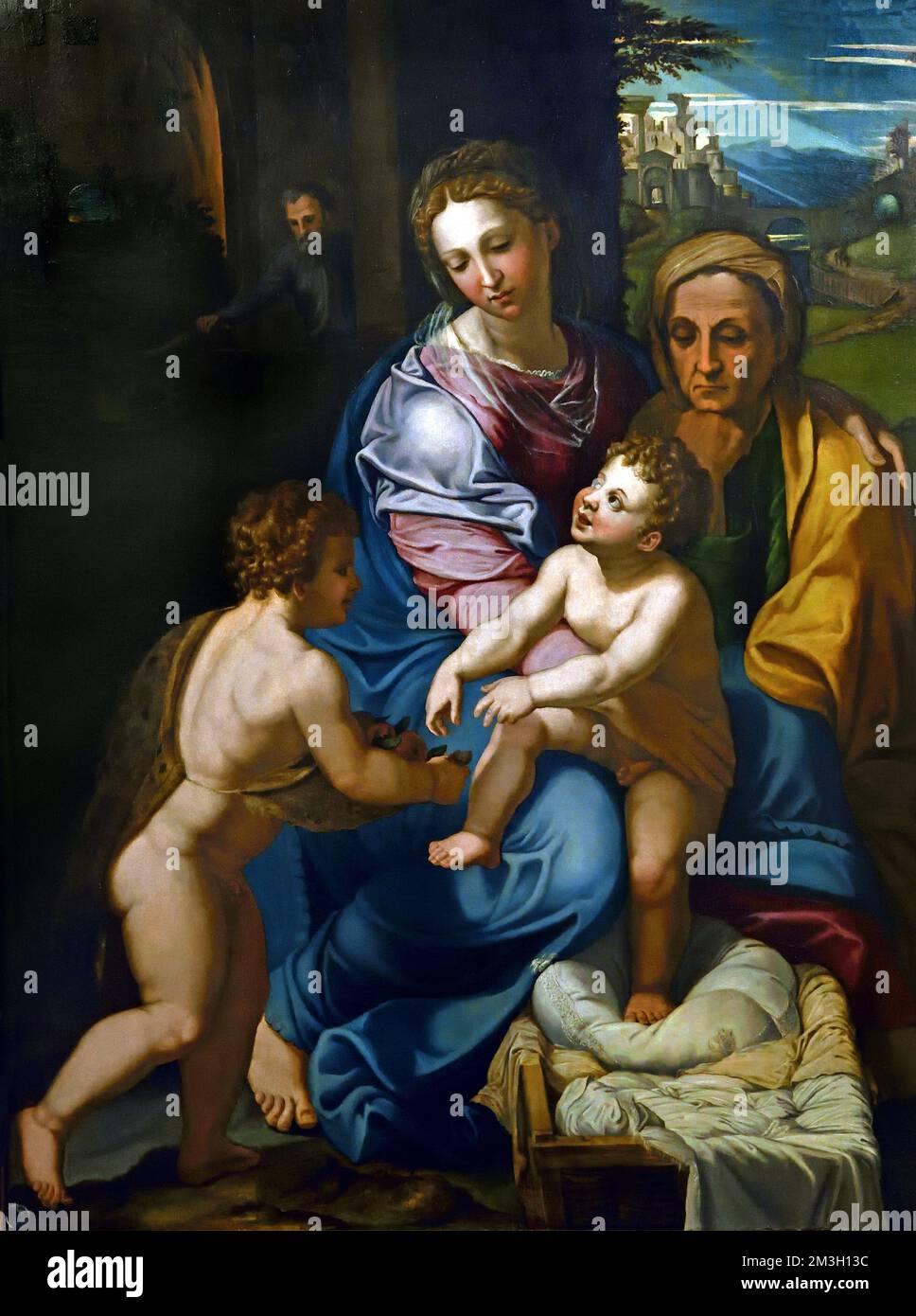 The holy family with saint elizabeth hi-res stock