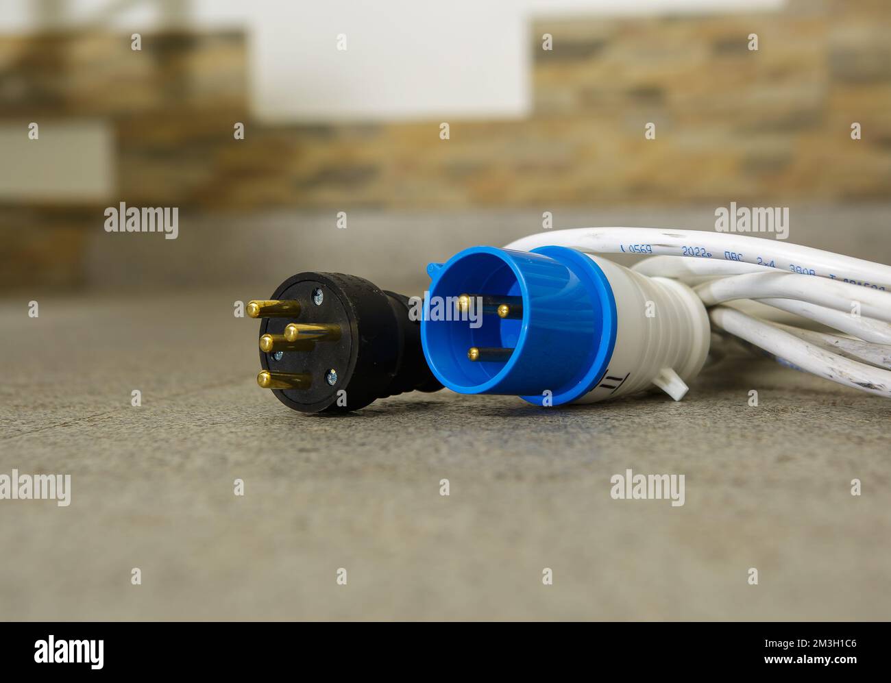 Electric plug with wires for connecting the generator. Special