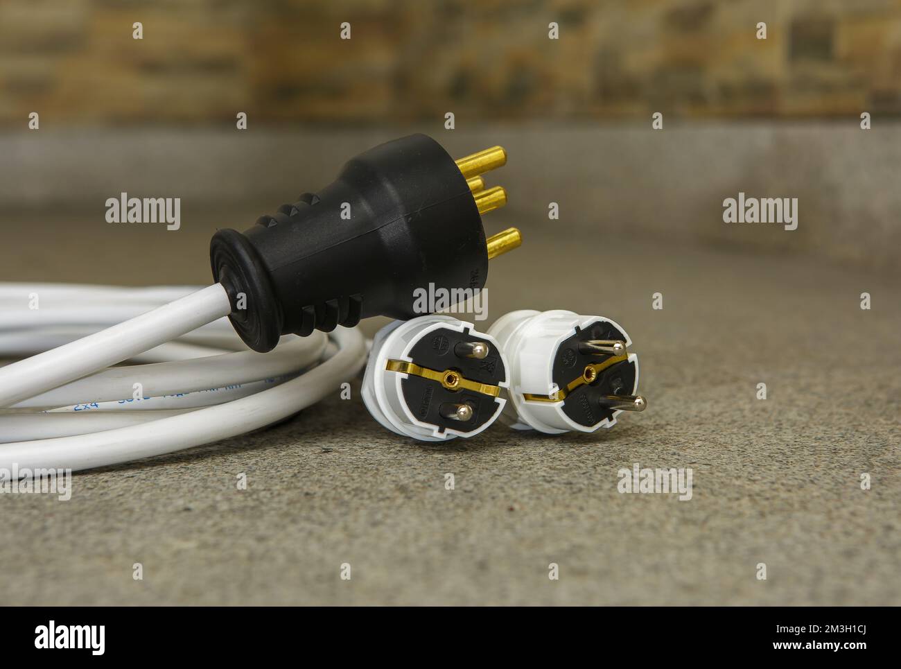 Electric plug with wires for connecting the generator. Special