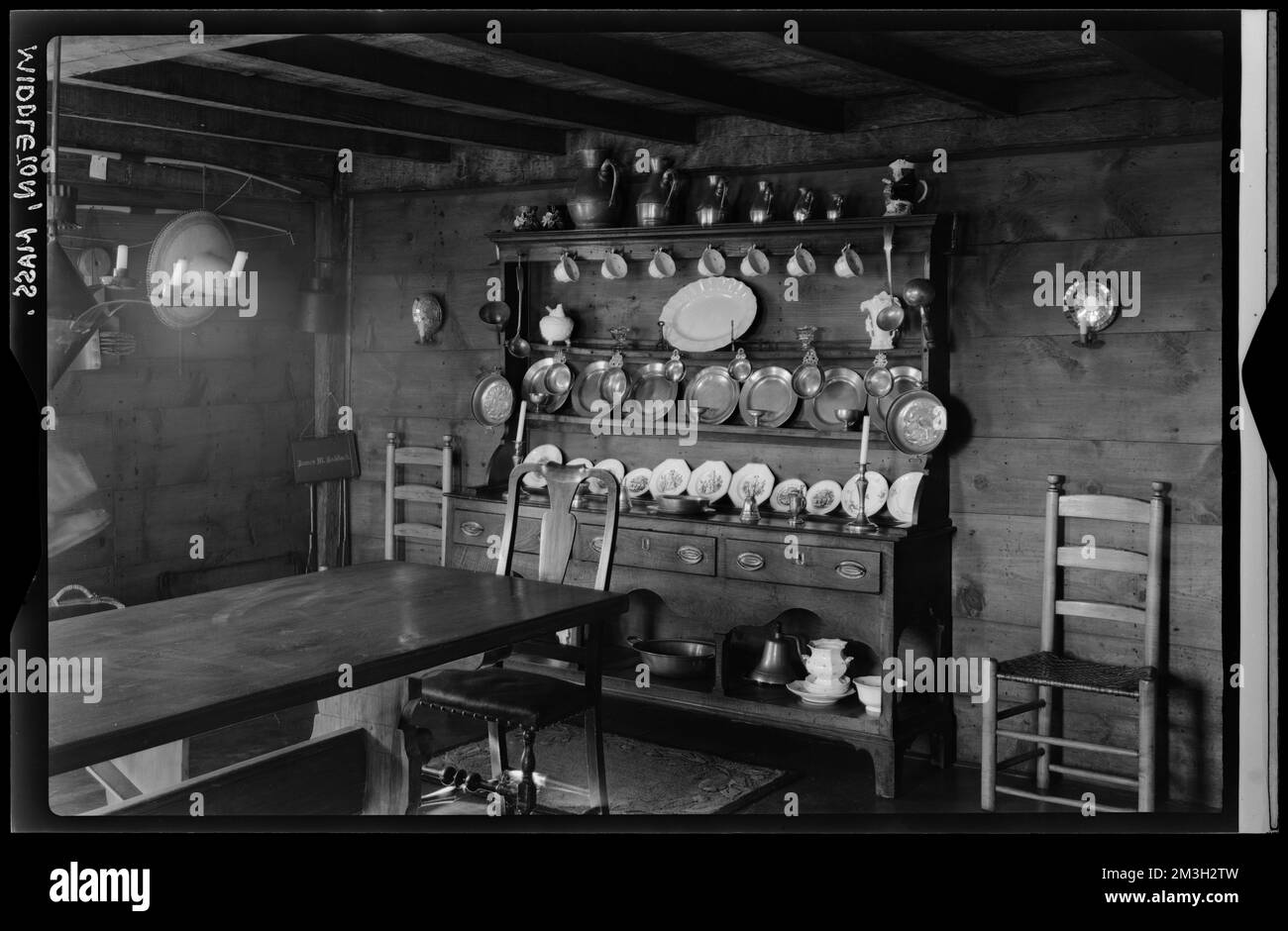 Middleton, hutch displaying tableware, unidentified house , Architectural elements, Rooms & spaces, Tableware. Samuel Chamberlain Photograph Negatives Collection Stock Photo