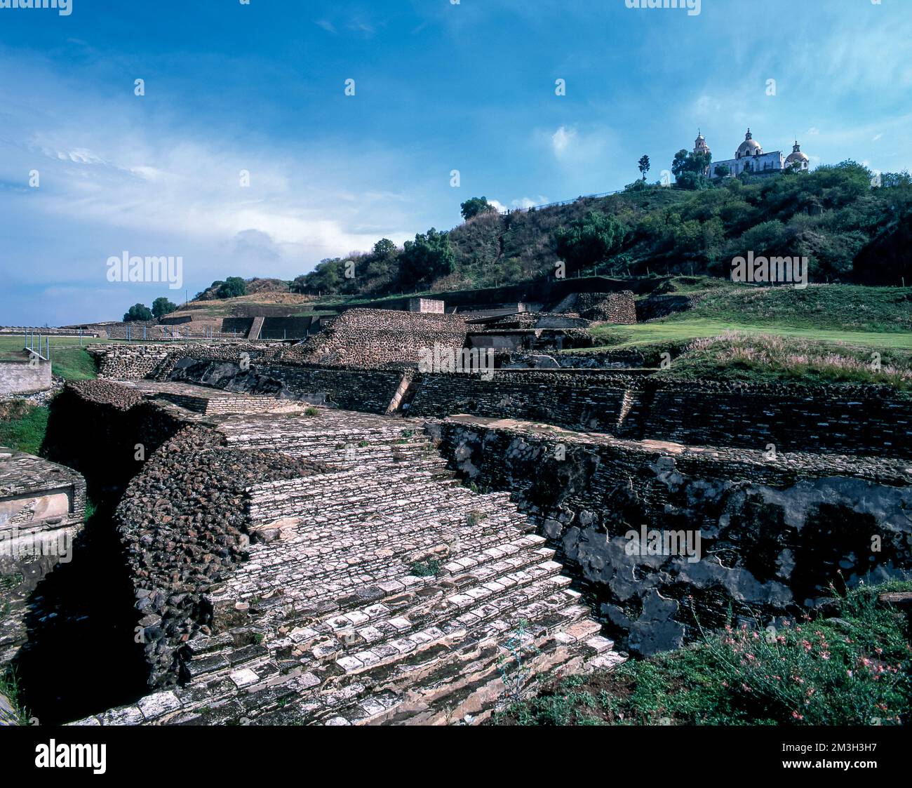 The Great Pyramid of Cholula or Tlachihualtépetl Stock Photo