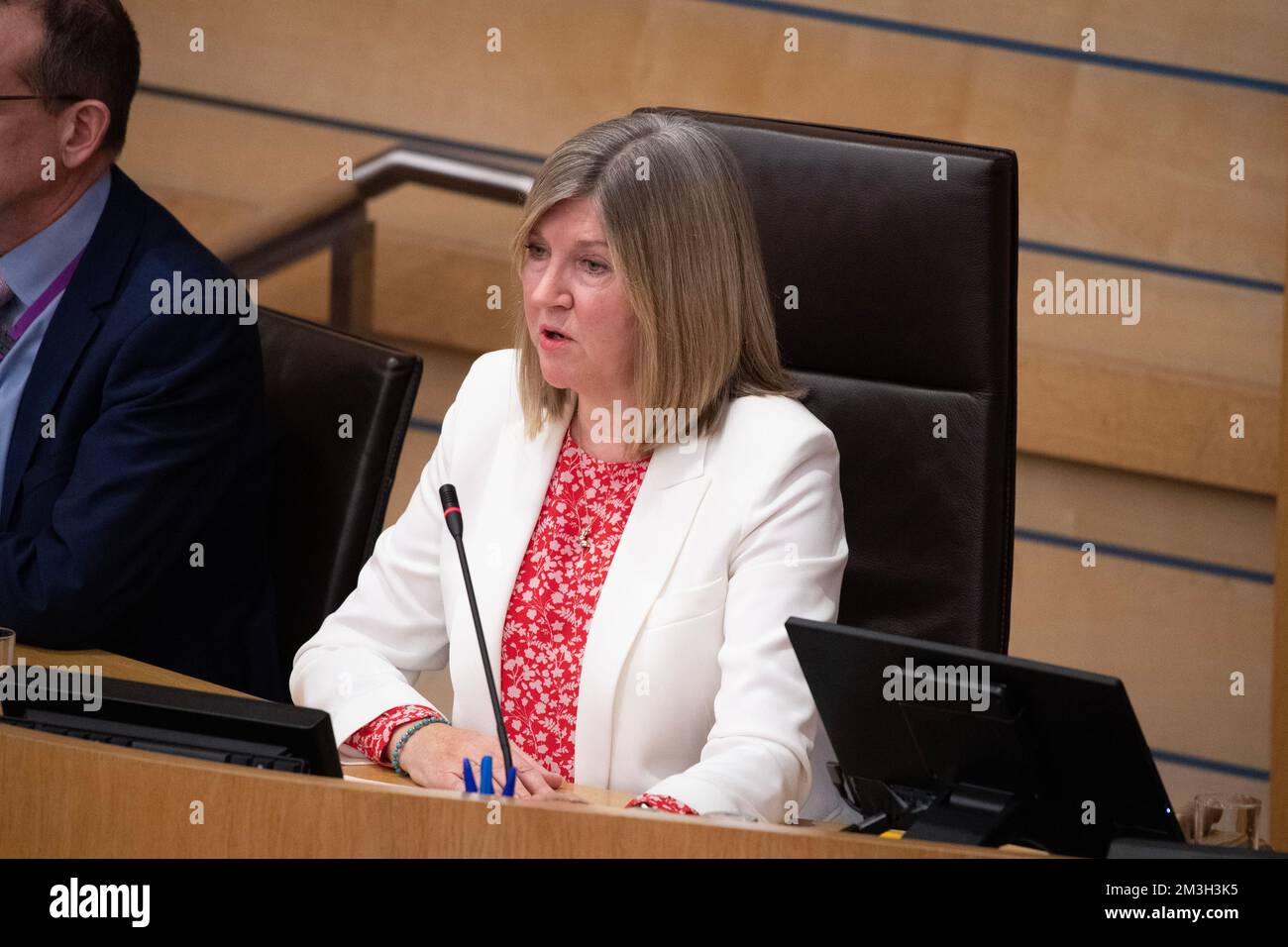 Alison johnstone addresses the chamber hires stock photography and