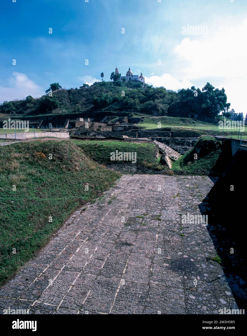 The Great Pyramid of Cholula or Tlachihualtépetl Stock Photo