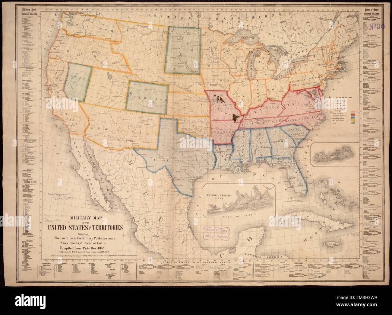 Military map of the United States - Military Map Of The United States Territories Showing The Location Of The Military Posts Arsenals Navy Yards Ports Of Entry Compiled From Pub Doc 1861 United States History Civil War 1861 1865 Maps Norman B Leventhal Map Center Collection 2M3H3W9 