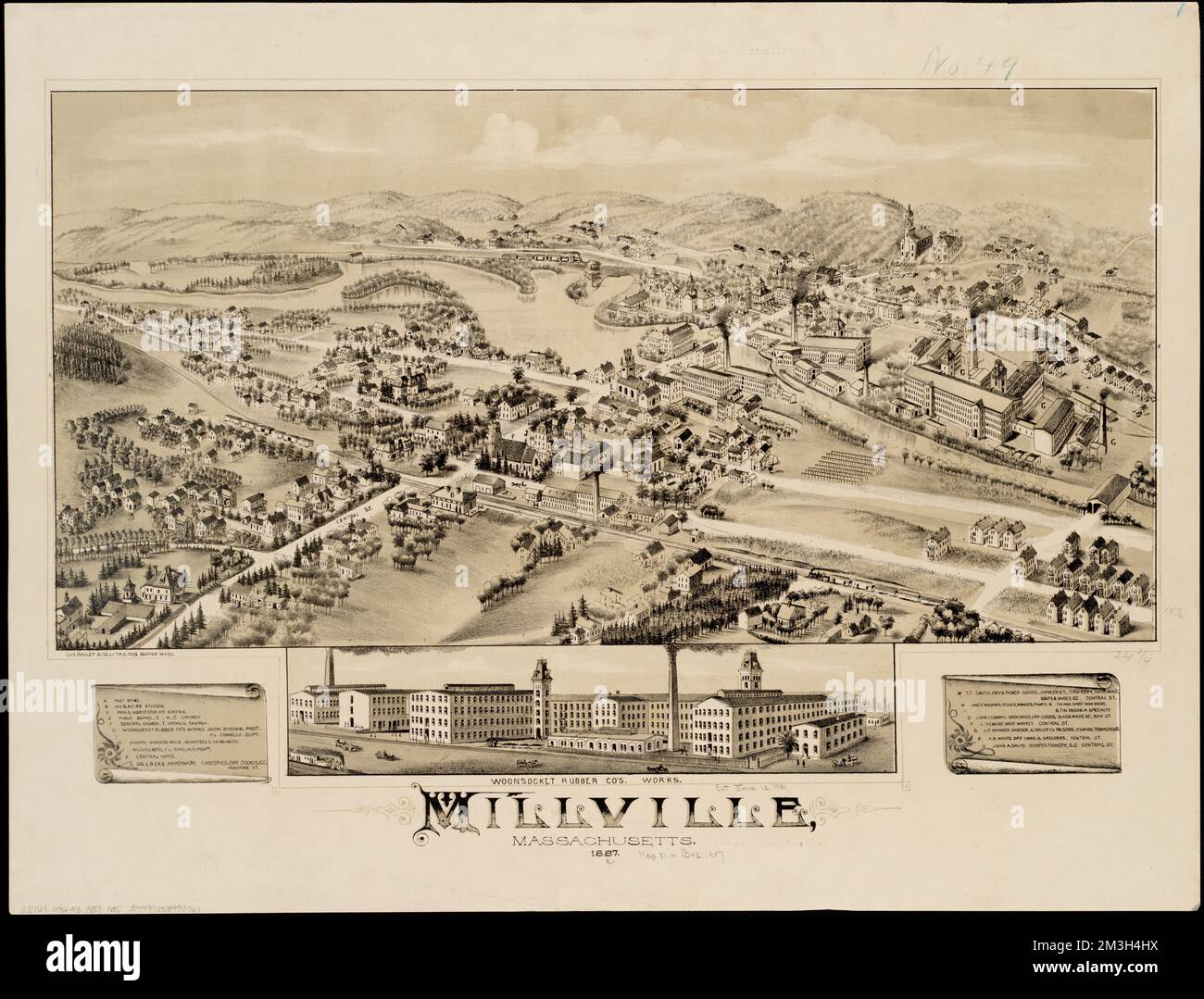 Millville Massachusetts 1887 - Millville Massachusetts 1887 Millville Mass Aerial Views Norman B Leventhal Map Center Collection 2M3H4HX 