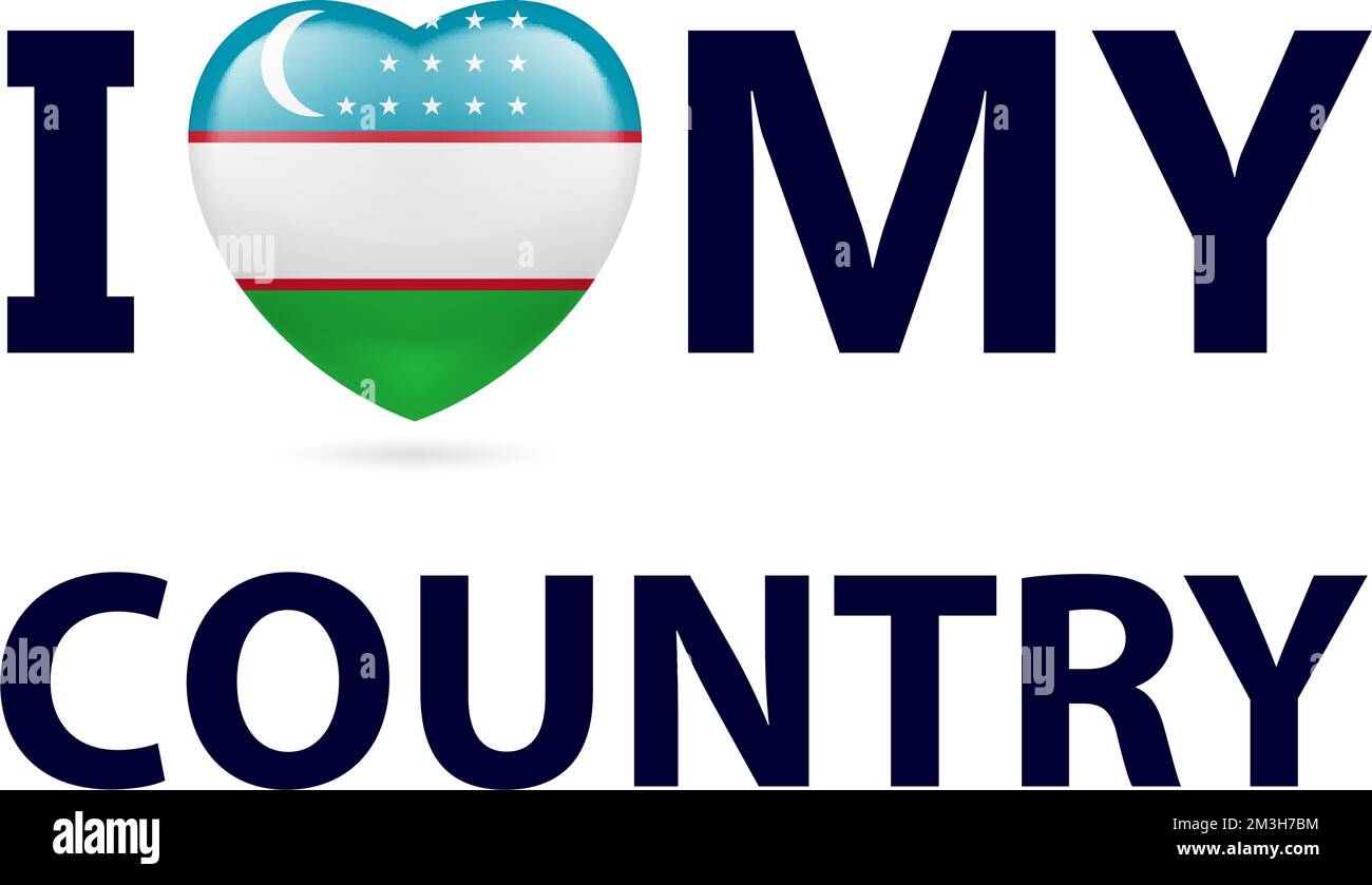 Heart with Uzbek flag colors. I Love My Country - Uzbekistan Stock Vector