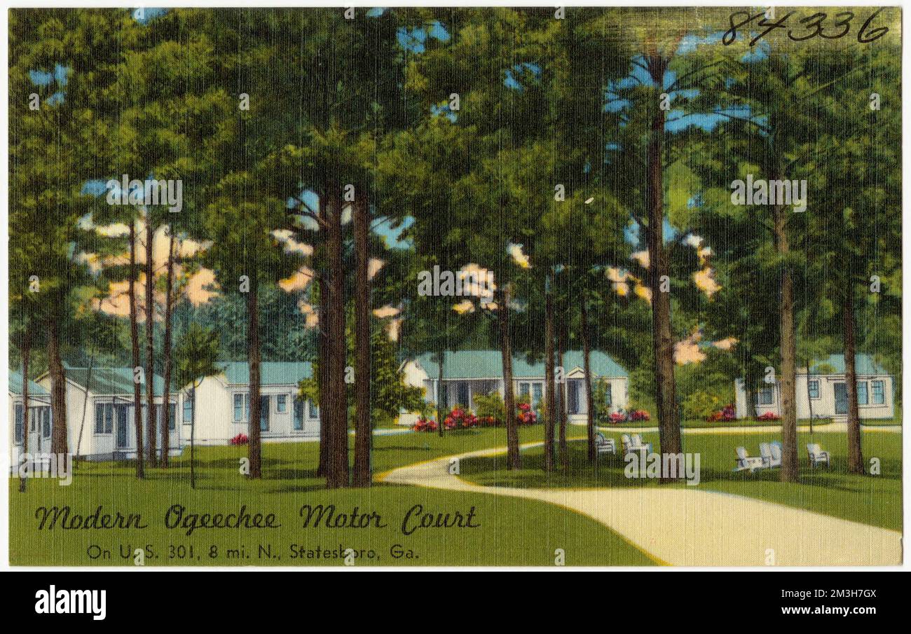 Modern Ogeechee Motor Court, on U.S. 301, 8 mi. N., Statesboro, Ga. , Motels, Tichnor Brothers Collection, postcards of the United States Stock Photo