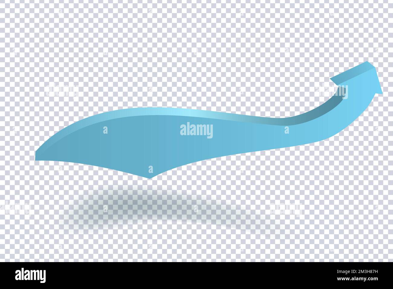 Growing Blue Arrow. Growth chart sign. Flexible arrow indication