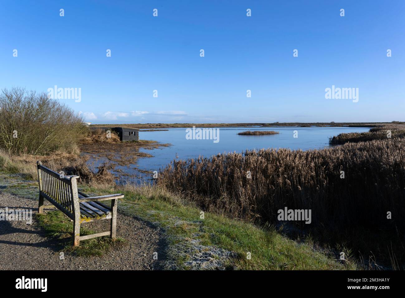 A winter scene at Titchwell marsh, Norfolk, England Stock Photo Alamy