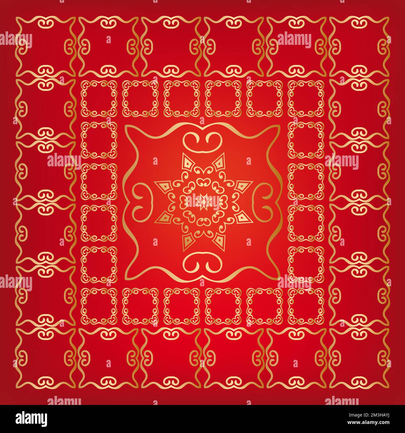 gold decorating frame, square shape ornament, packaging pattern. Vector illustration Stock Vector