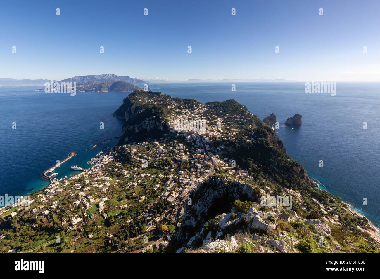 Touristic Town on Capri Island in Bay of Naples, Italy. Stock Photo