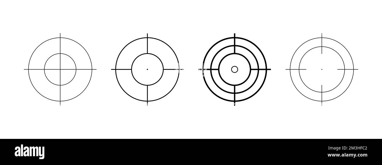 Gun sight crosshairs. Vector crosshair set. Isolated symbol Stock