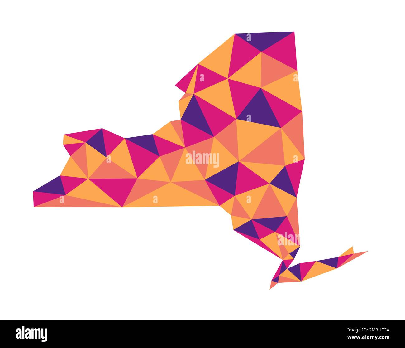 New York state simple polygon colorful map. Low poly trendy style vector map of New York state