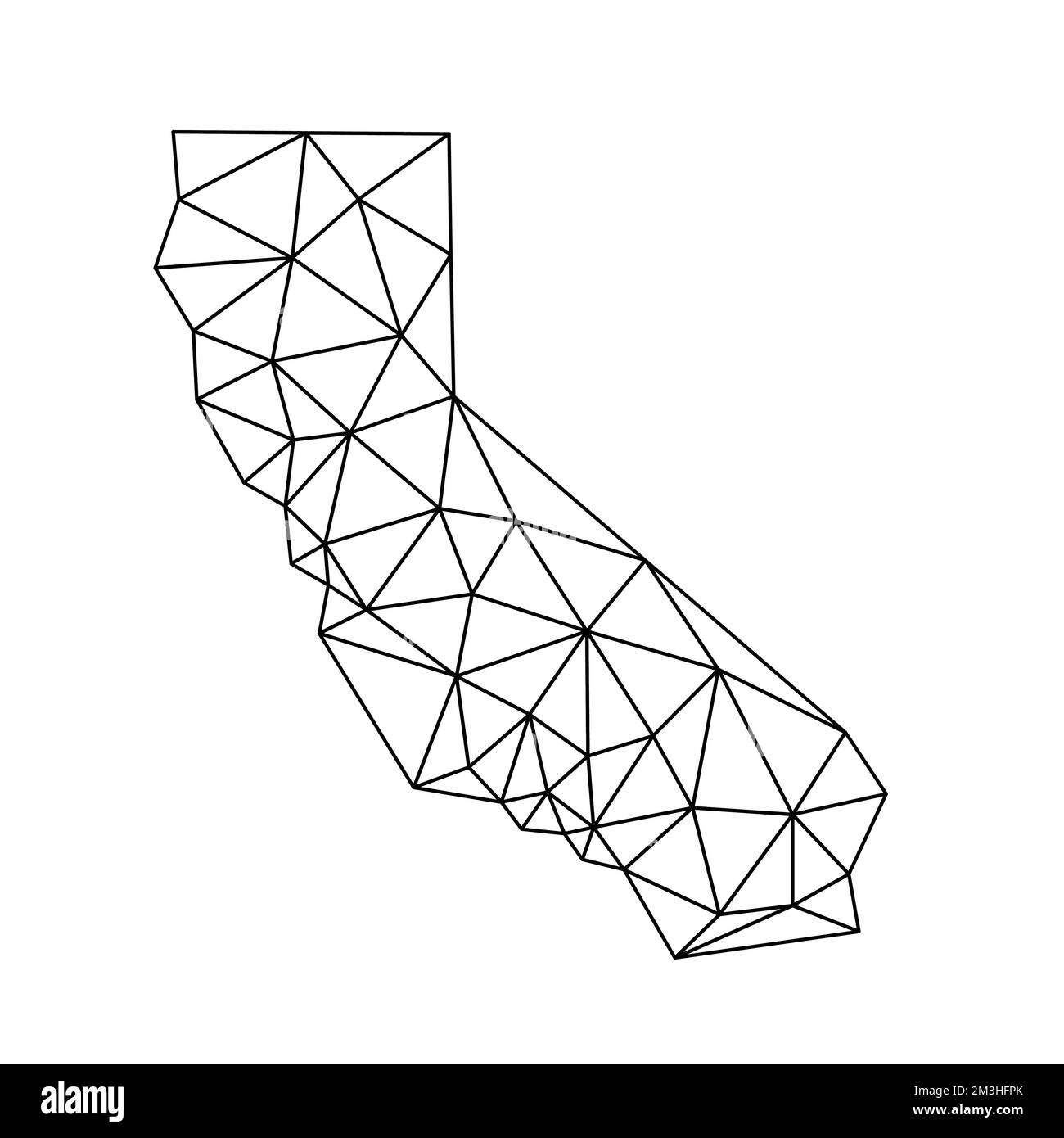 California state simple polygon map. Low poly trendy style vector map of California. Stock Vector