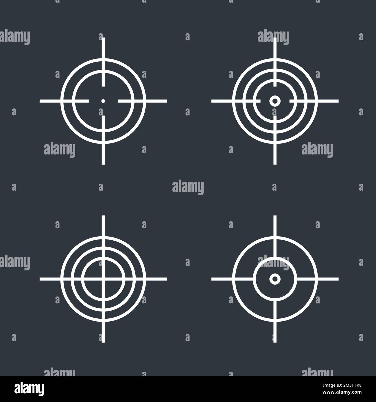 Crosshair icon set. Isolated rifle scope crosshair symbol vector icon