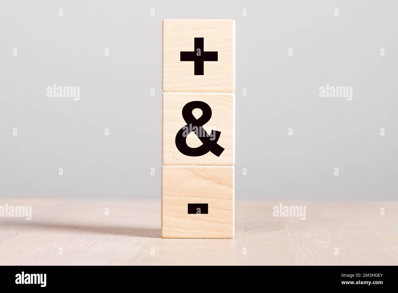 Plus and minus, positive vs negative concept. Decision making. High quality photo Stock Photo