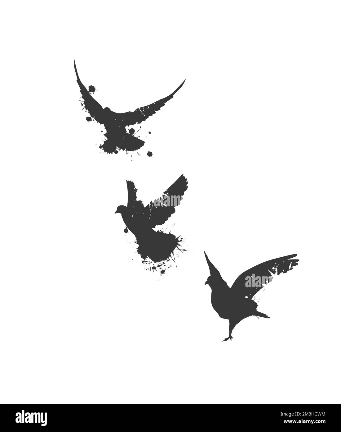 Monochrome birds from blots. Vector illustration Stock Vector Image ...