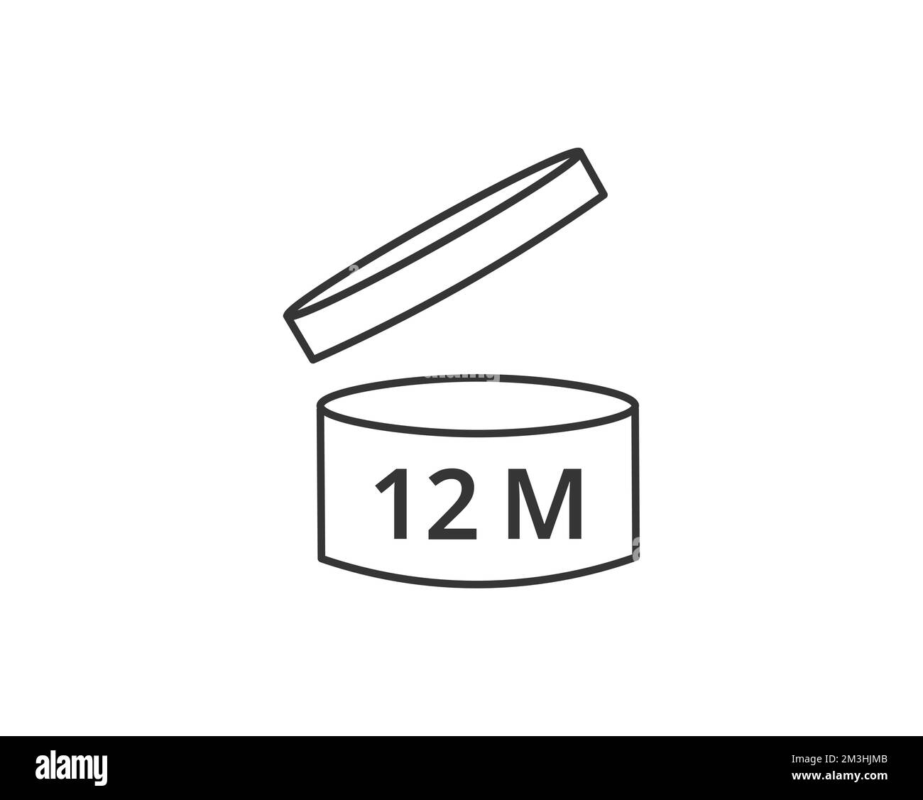 Period After Opening icon, twelve months. Concept of labels and