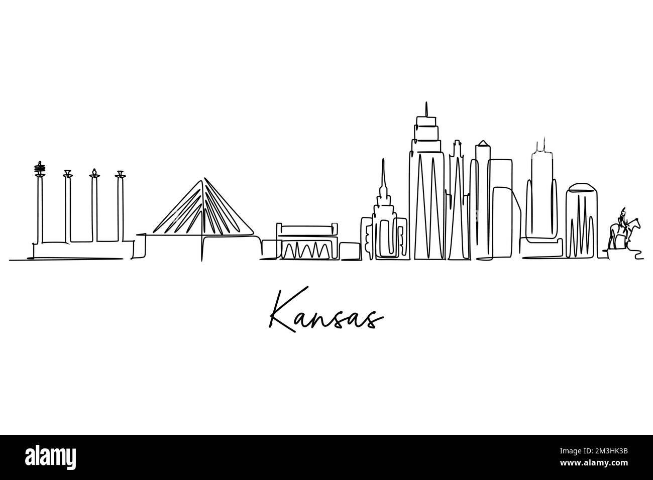 Kansas City Skyline Drawing Illustration Stock Vector - vrogue.co