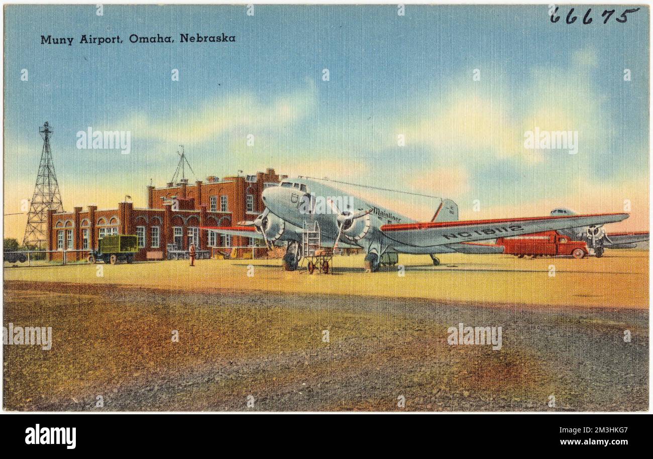 Muny Airport, Omaha, Nebraska , Airports, Tichnor Brothers Collection