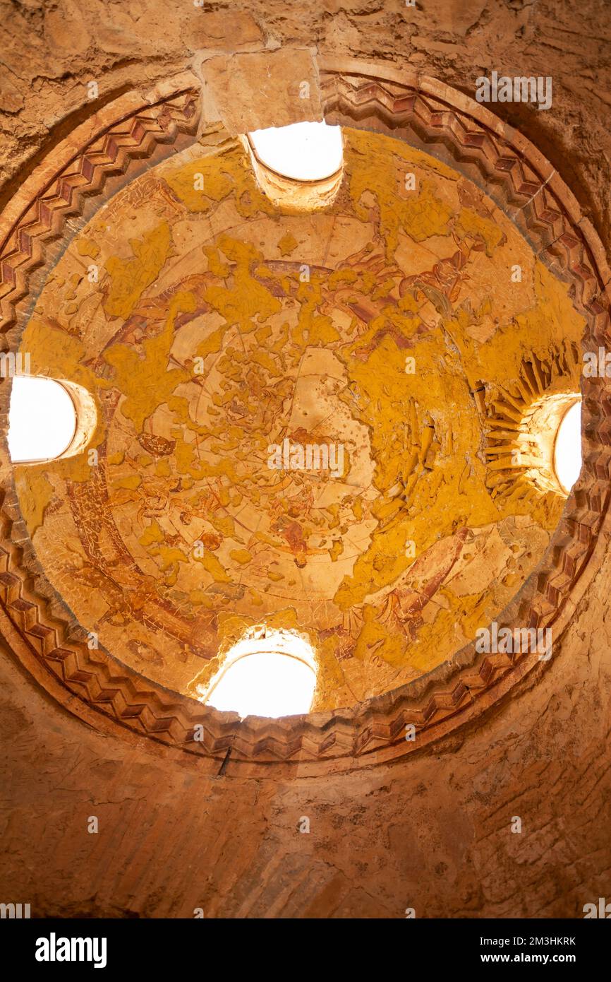 Qusayr Amra or Quseir Amra, Jordan - November 6, 2022: Frescoes of Qasr Amra, one of the desert castles Stock Photo
