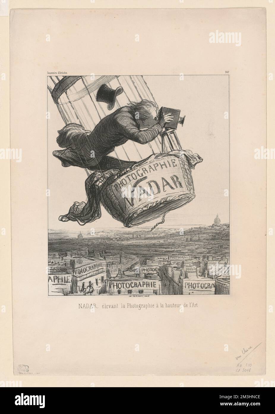 Nadar élevant la photographie à la hauteur de l'art , Photographers, Artists, Journalists, Nadar, Félix, 1820-1910. Honoré Daumier (1808-1879). Lithographs Stock Photo
