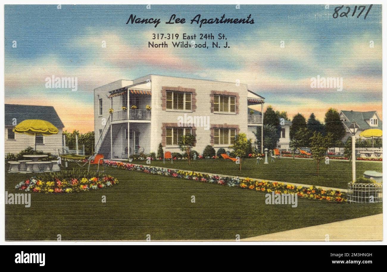 Nancy Lee Apartments, 317-319 East 24th St., North Wildwood, N. J. , Tichnor Brothers Collection, postcards of the United States Stock Photo