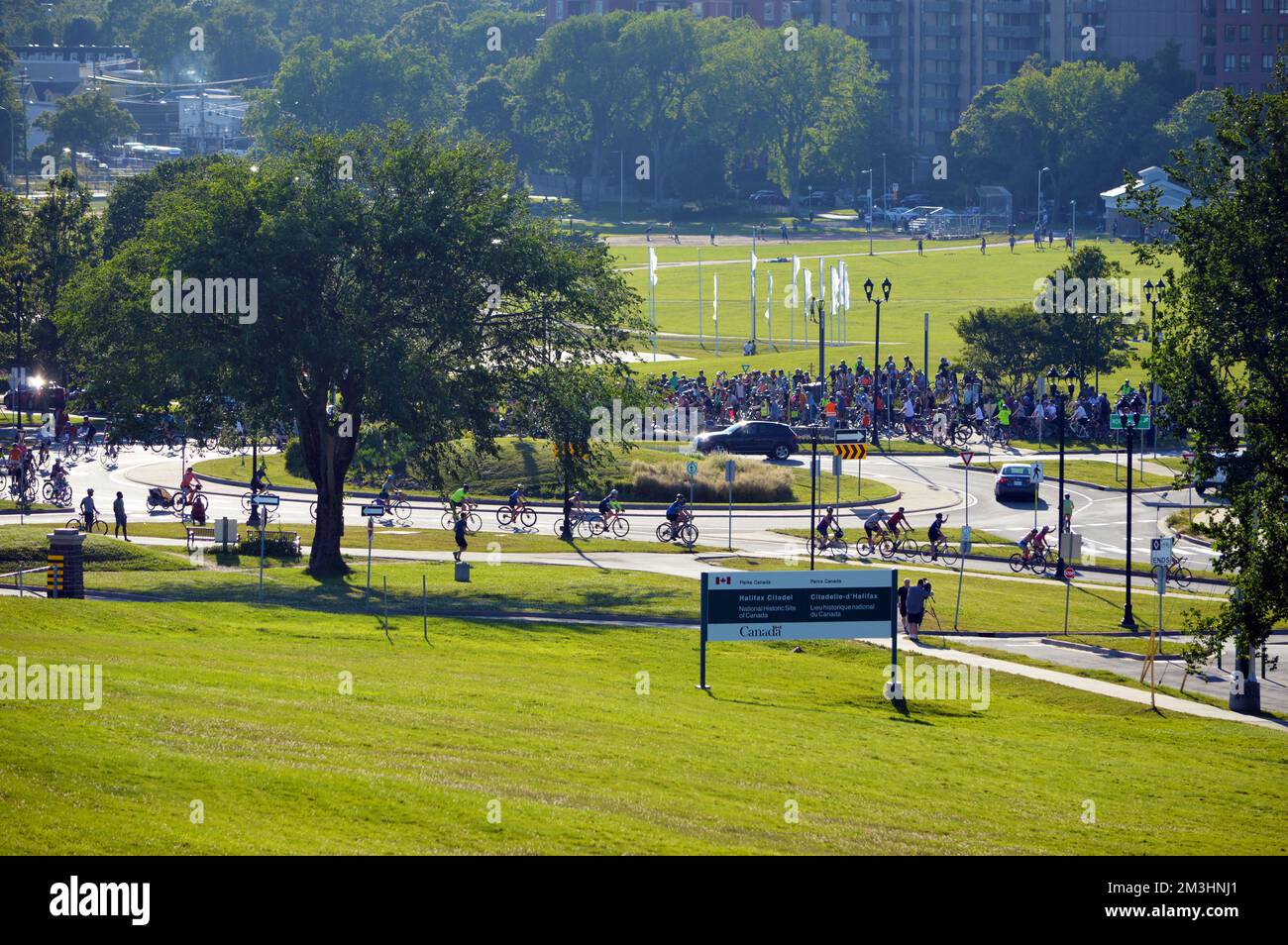 Cyclists at the Halifax Common during the Critical Mass cycling rally