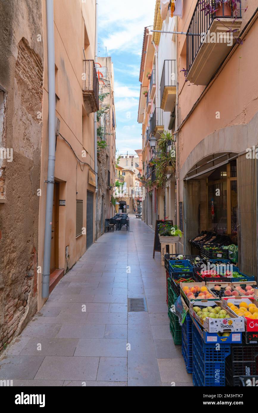 Cambrils Spain historic old town cafes shops and businesses and Costa Dorada Tarragona Province Stock Photo