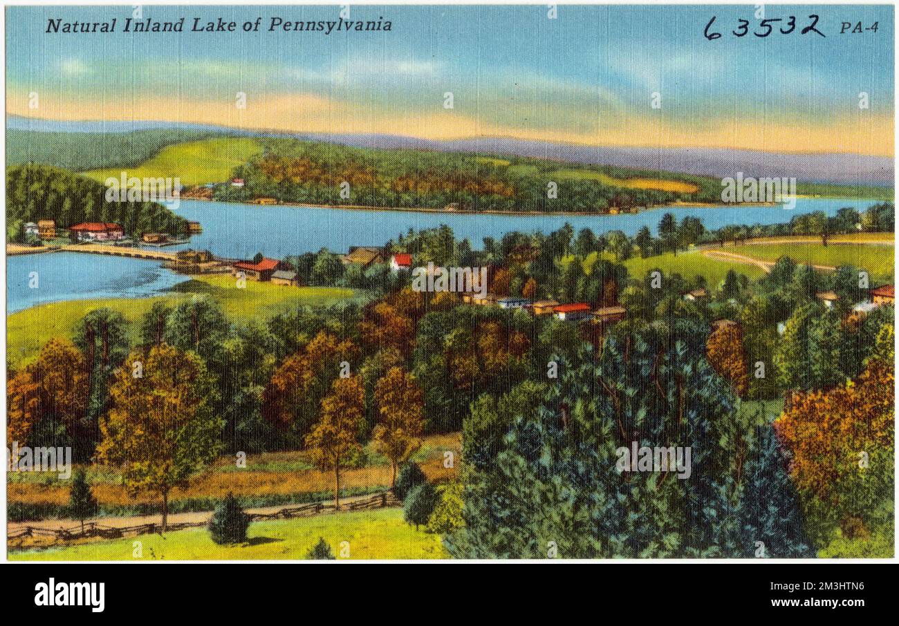 Natural inland lake of Pennsylvania , Lakes & ponds, Tichnor Brothers