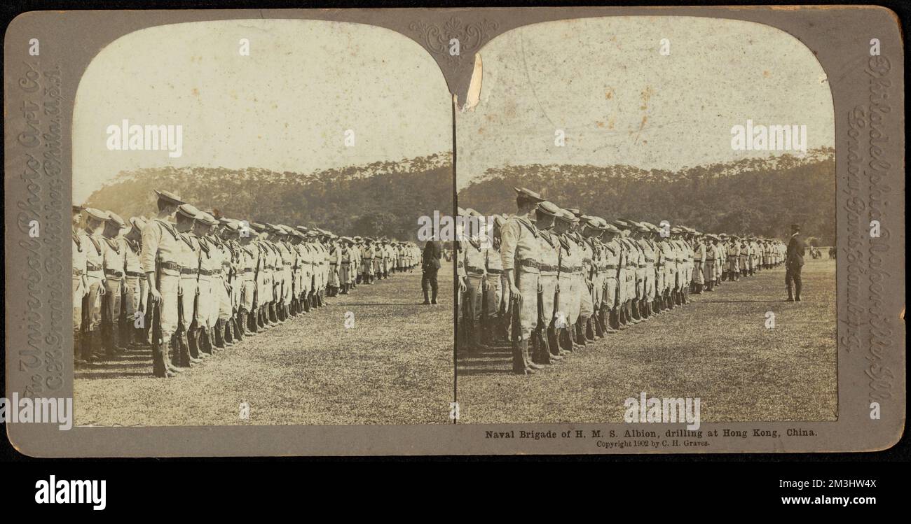Naval brigade of H.M.S. Albion, drilling at Hong Kong, China , Military