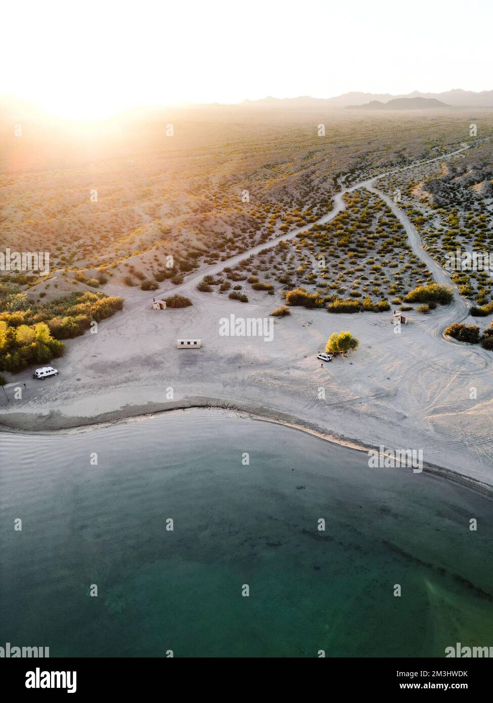 aerial view drone shot of lake mohave in the national recreation area