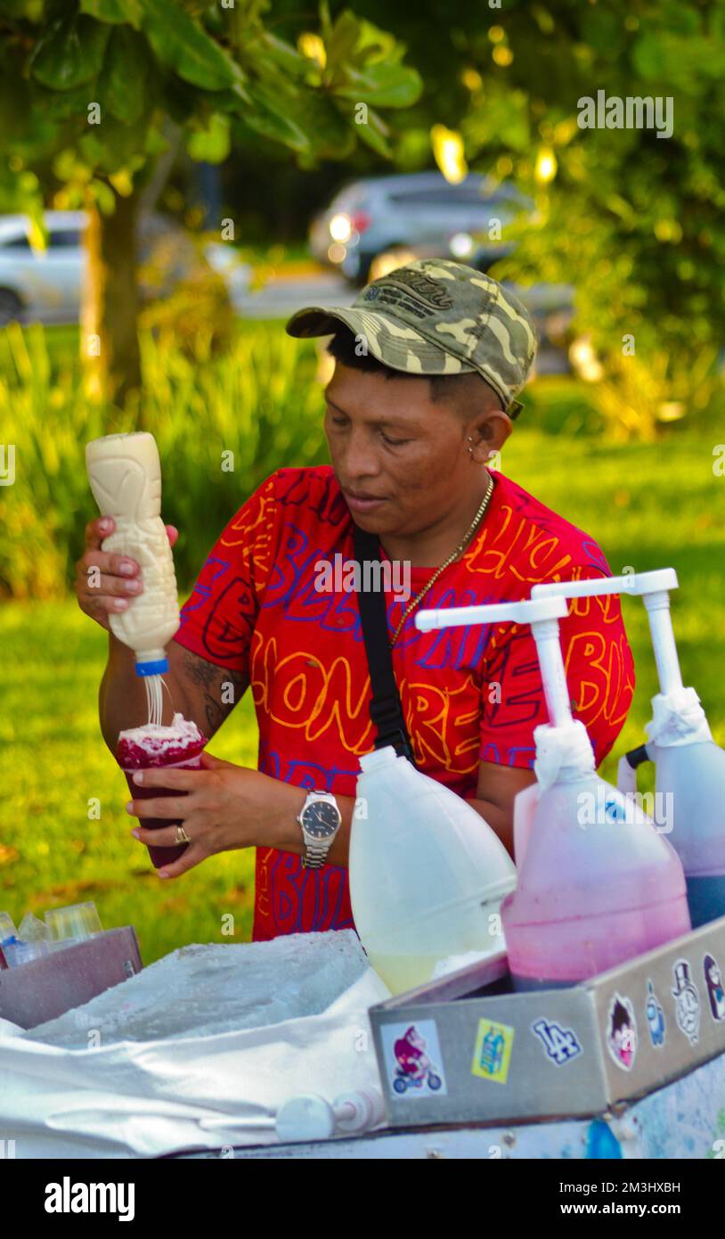 granita street vendor, preparing a refreshing drink Stock Photo