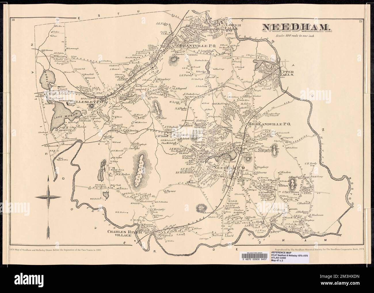 Needham ,. Wellesley Local Historical Map Collection Stock Photo Alamy