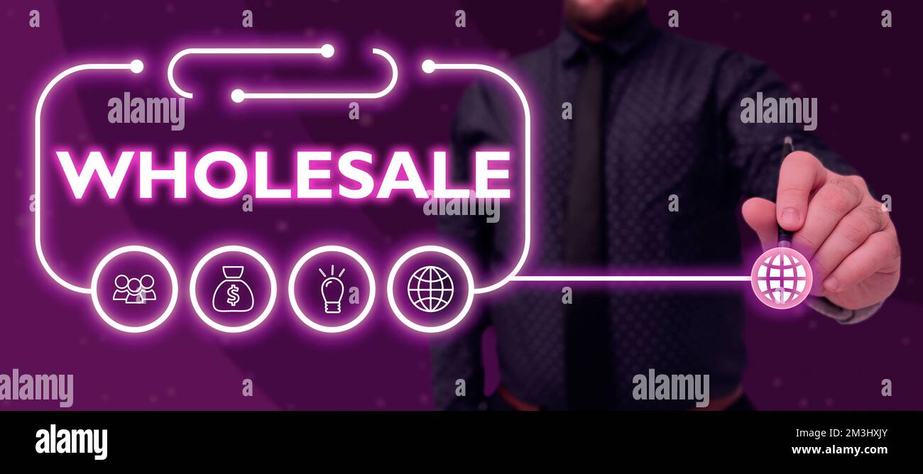 Inspiration showing sign Wholesale. Concept meaning the sale of commodities  in bulk quantity usually for resale Stock Photo - Alamy