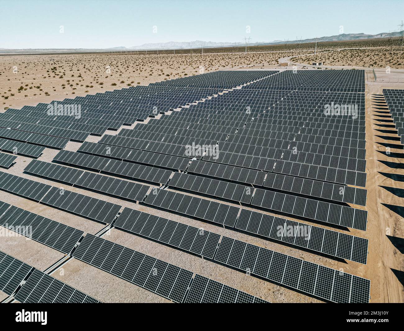 Renewable solar energy solar farm in the desert of southern Nevada on a