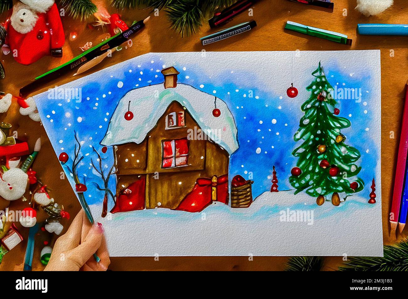 Easy Santa Claus Christmas Drawing with Oil Pastels | PrabuDbz Art - YouTube