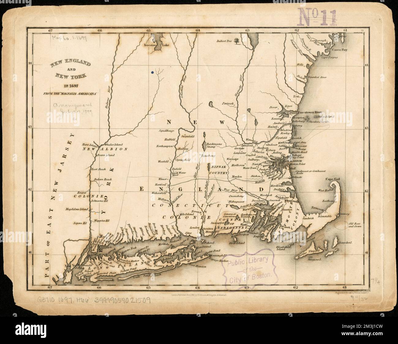 New England and New York in 1697 , New England, Maps, New York State ...