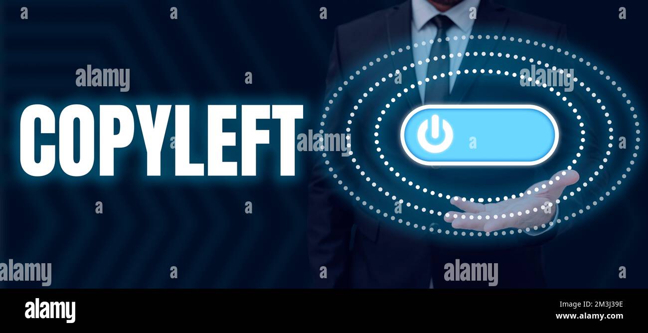 Sign displaying Copyleft. Word for the right to freely use, modify ...