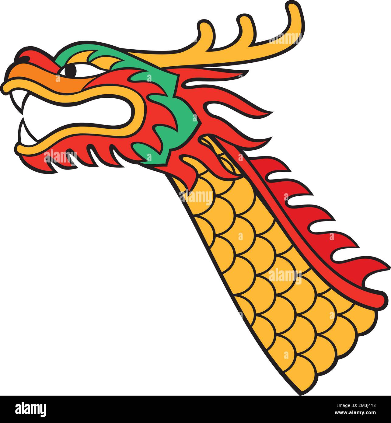 Asian Dragon Head Color. Vector Illustration. Stock Vector