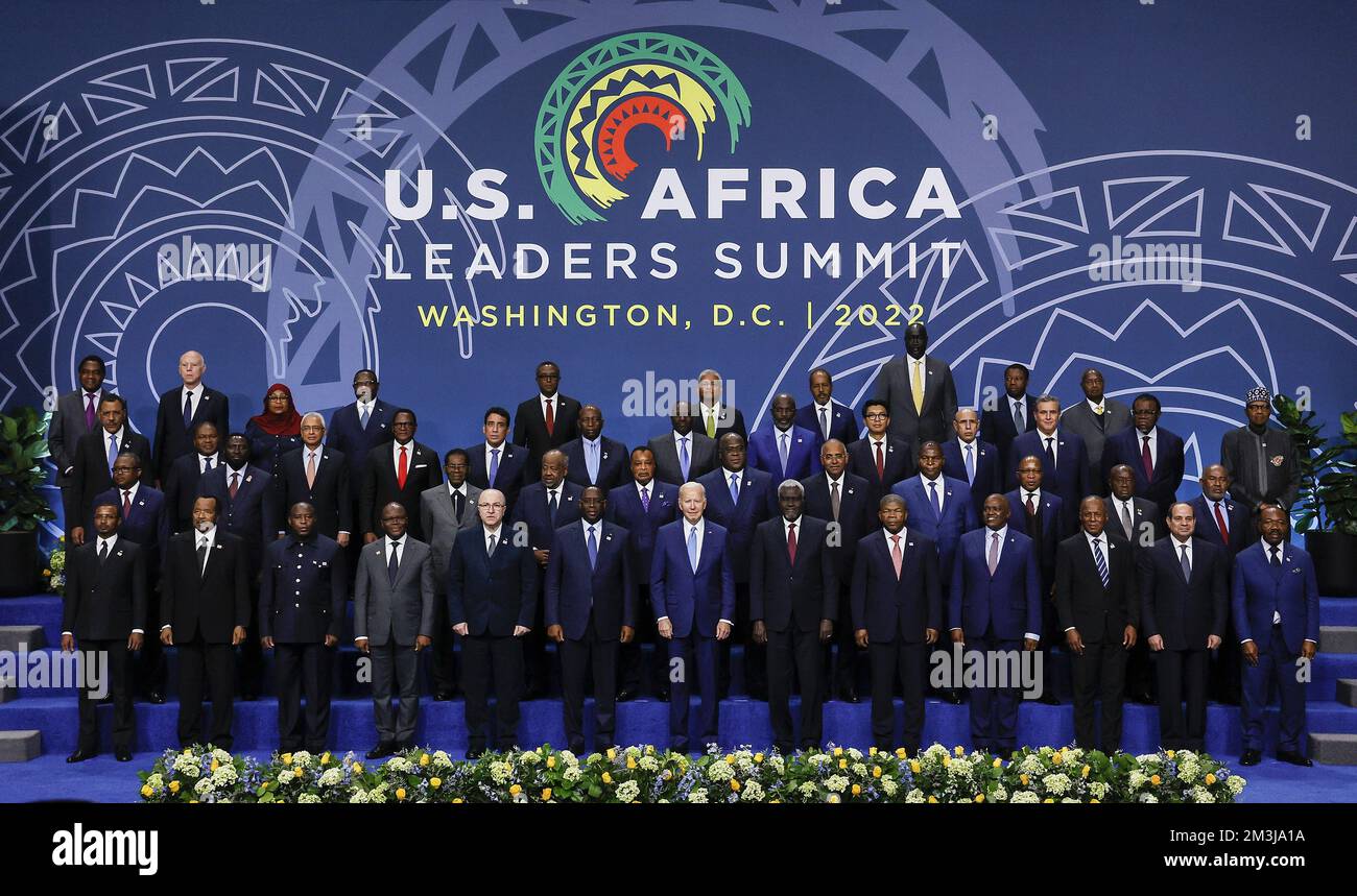 Washington, United States. 15th Dec, 2022. U.S. President Joe Biden joins heads of state from Africa for a class photo on the third day of the U.S. Africa Leaders Summit at the Walter E. Washington Convention Center in Washington DC on Wednesday December 15, 2022. Photo by Jemal Countess/UPI Credit: UPI/Alamy Live News Stock Photo