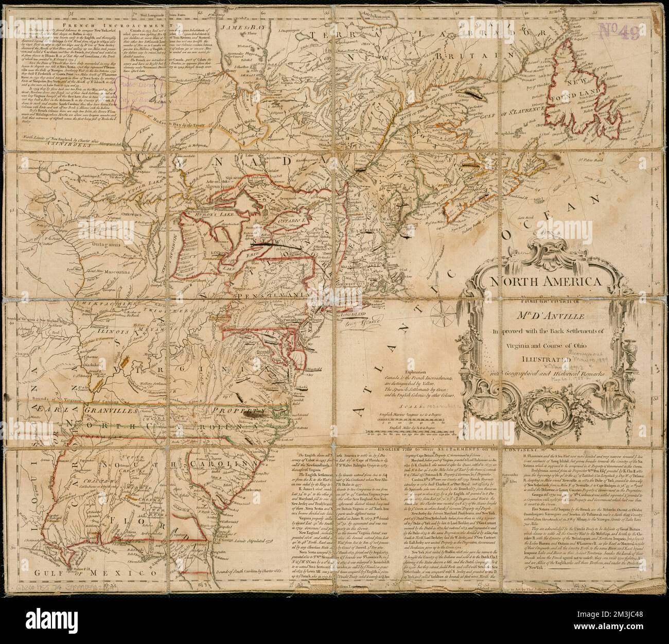 North America from the French of - North America From The French Of Mr Danville Improved With The Back Settlements Of Virginia And Course Of Ohio Illustrated With Geographical And Historical Remarks North America Maps Early Works To 1800 Great Britain Colonies America Maps Early Works To 1800 France Colonies America Maps Early Works To 1800 Norman B Leventhal Map Center Collection 2M3JC48