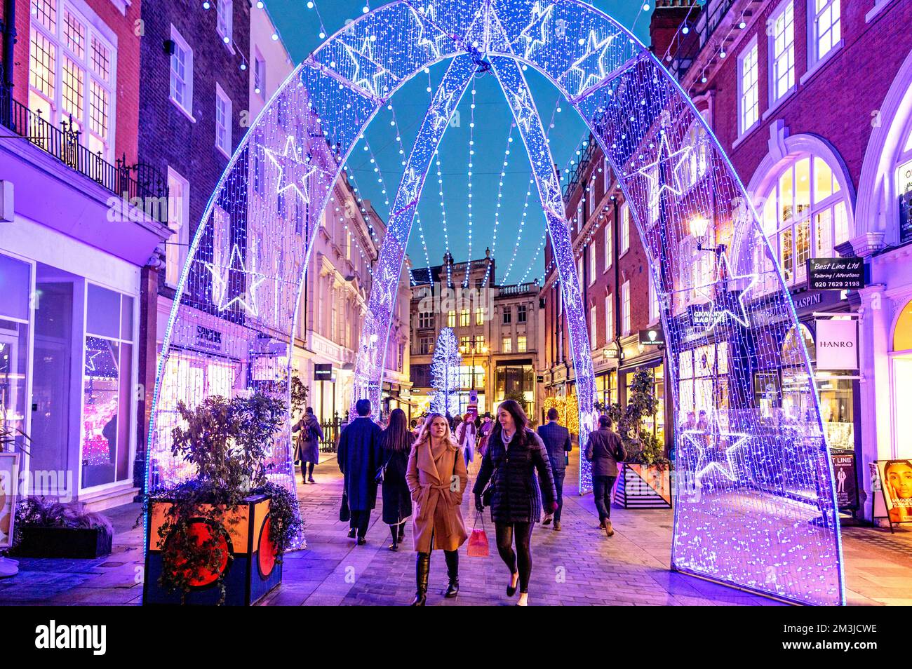 Christmas Decorations in South Molton Street London UK Stock Photo Alamy