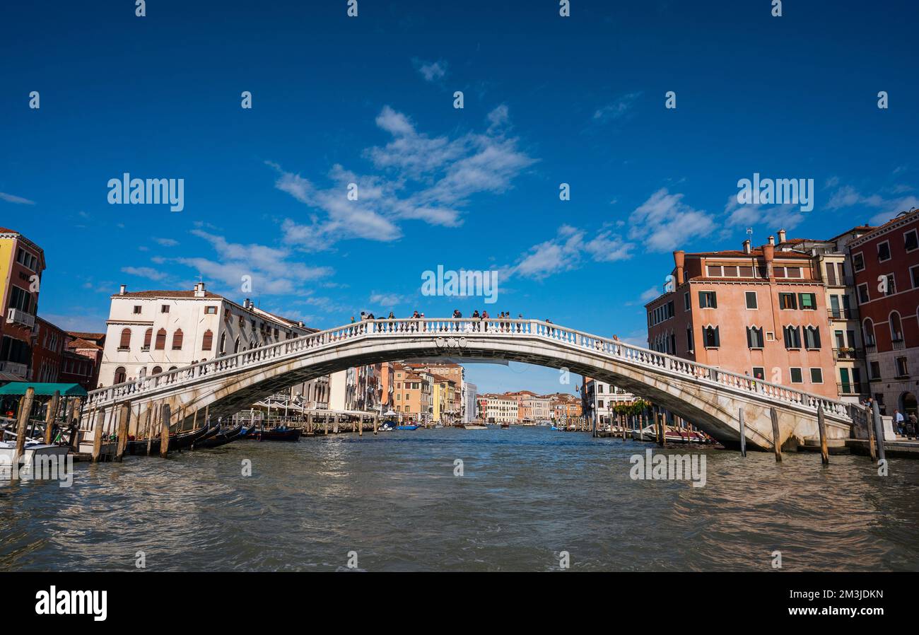 walking bridge over the grand canal in Venice Stock Photo