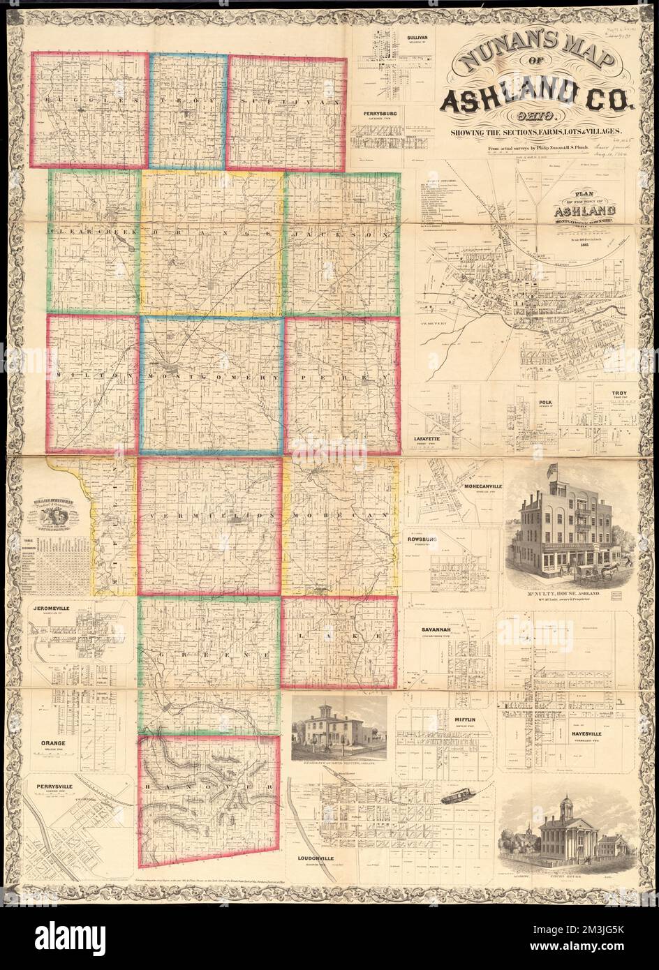 Nunan's map of Ashland Co., Ohio showing the sections, farms, lots