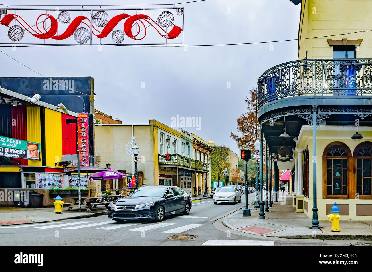 Christmas decorations are displayed at the intersection of Dauphin