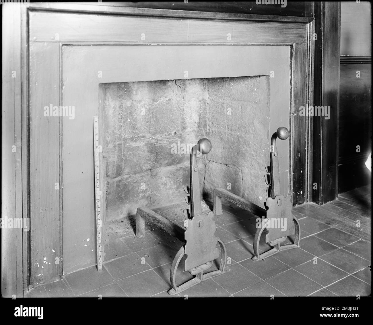 Objects, furniture, andirons, Helme house, Kingston, RI , Houses